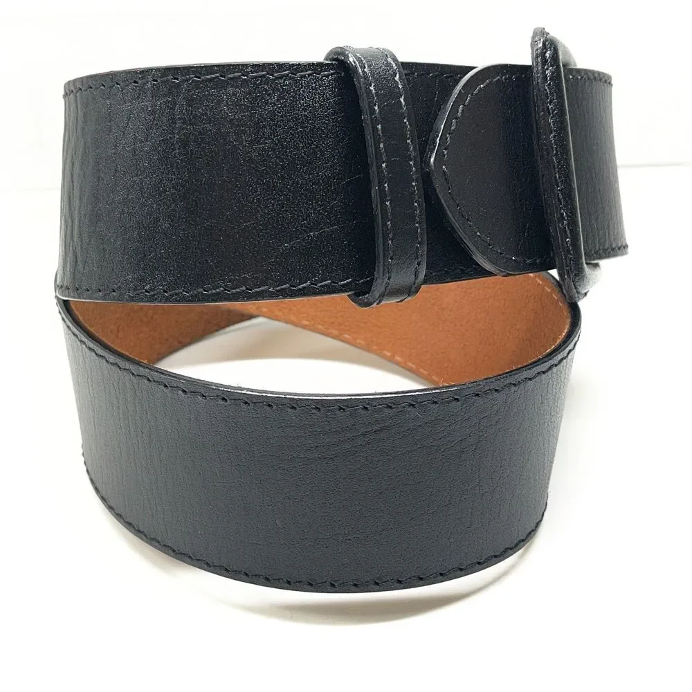 Vintage Liz Claiborne Black Leather Wide Womens Belt Size Small 30 Solid India